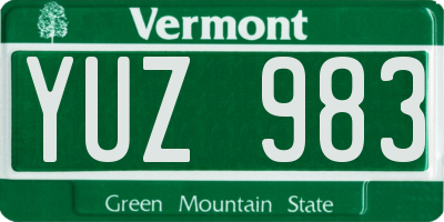 VT license plate YUZ983