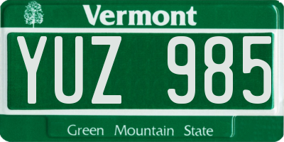 VT license plate YUZ985