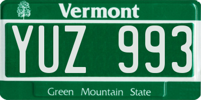 VT license plate YUZ993