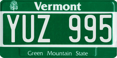 VT license plate YUZ995