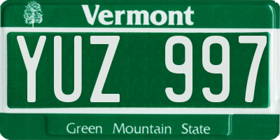 VT license plate YUZ997