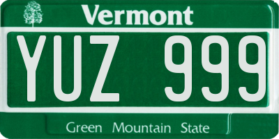 VT license plate YUZ999