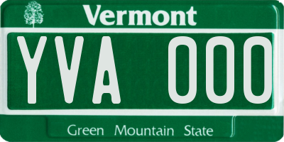 VT license plate YVA000