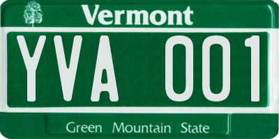 VT license plate YVA001