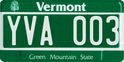 VT license plate YVA003