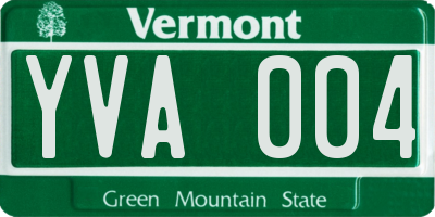 VT license plate YVA004