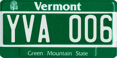 VT license plate YVA006