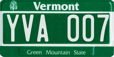 VT license plate YVA007