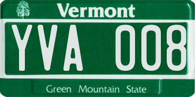 VT license plate YVA008