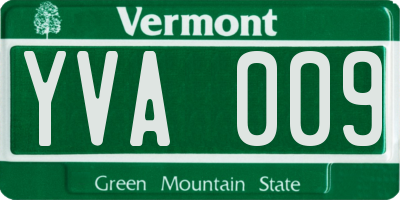 VT license plate YVA009