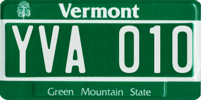 VT license plate YVA010