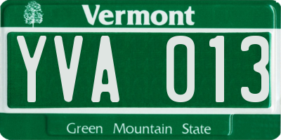 VT license plate YVA013