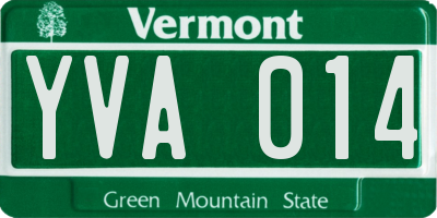 VT license plate YVA014