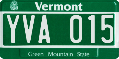 VT license plate YVA015