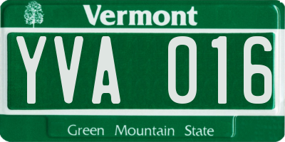 VT license plate YVA016