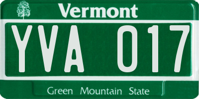 VT license plate YVA017