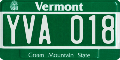 VT license plate YVA018