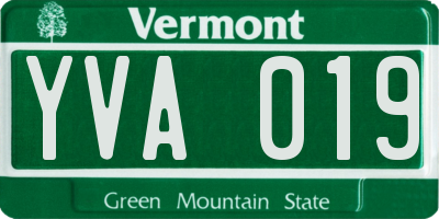 VT license plate YVA019