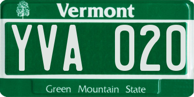 VT license plate YVA020