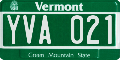 VT license plate YVA021