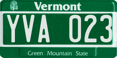 VT license plate YVA023