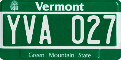 VT license plate YVA027