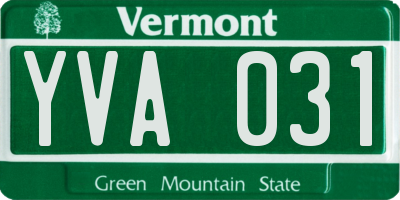 VT license plate YVA031
