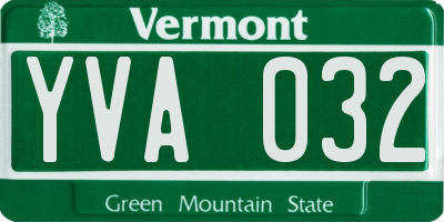 VT license plate YVA032