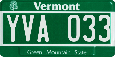 VT license plate YVA033