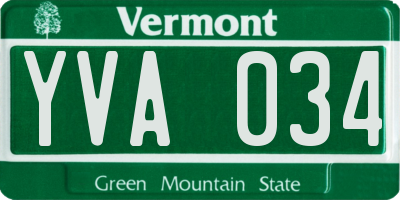VT license plate YVA034