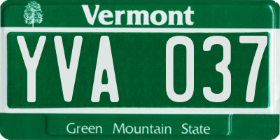 VT license plate YVA037