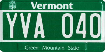 VT license plate YVA040