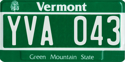 VT license plate YVA043