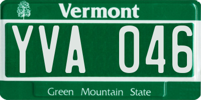 VT license plate YVA046