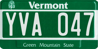 VT license plate YVA047