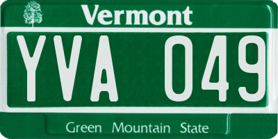 VT license plate YVA049