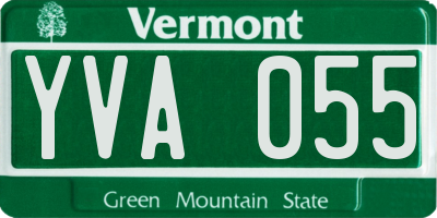 VT license plate YVA055