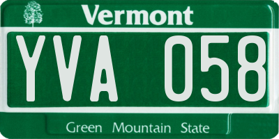 VT license plate YVA058