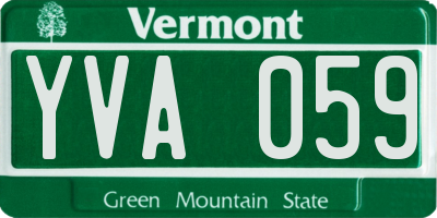 VT license plate YVA059