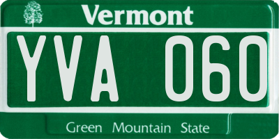 VT license plate YVA060