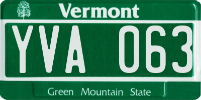 VT license plate YVA063
