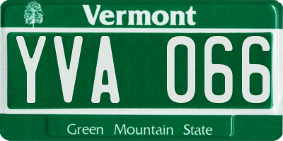VT license plate YVA066