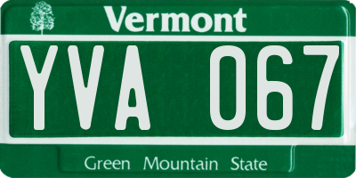 VT license plate YVA067