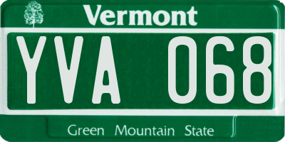 VT license plate YVA068