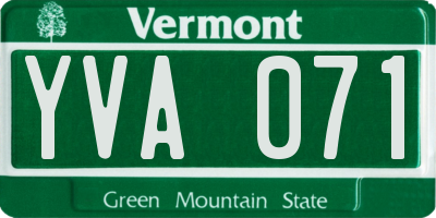 VT license plate YVA071