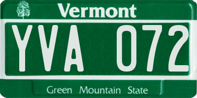 VT license plate YVA072