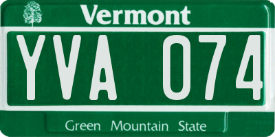 VT license plate YVA074