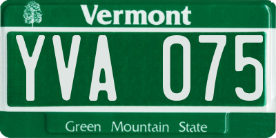VT license plate YVA075