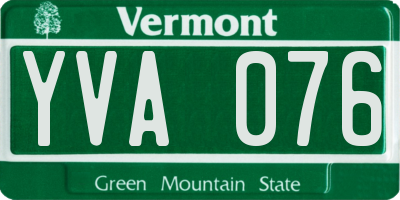 VT license plate YVA076