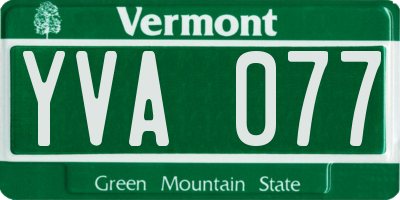 VT license plate YVA077